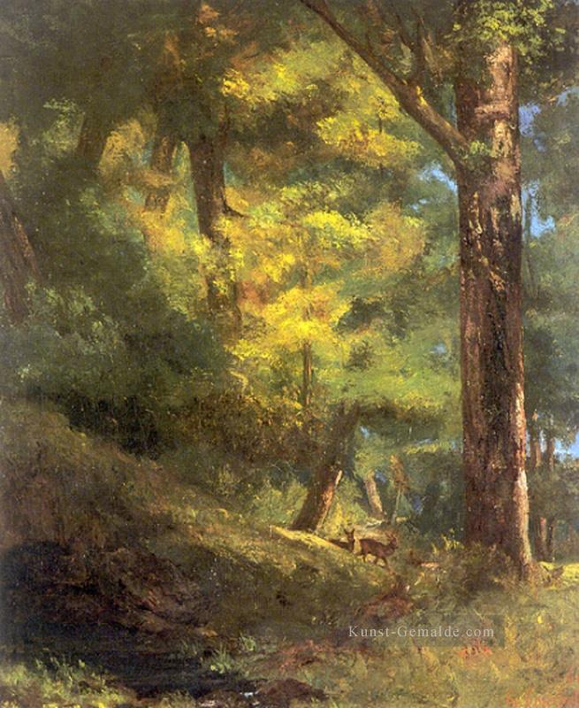 Deux Chevre Uils Dans la Forêt Landschaft Gustave Courbet Ölgemälde